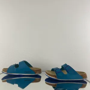Birkenstock Two Tone Blue Leather Arizona Dual Strap Summer Slip On Sandals thumbnail 10