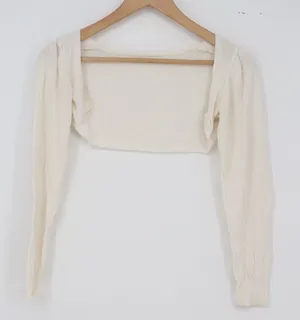 Unbranded Shrug Womens XS Cropped Bolero Off-White Puff Sleeve Excellent thumbnail 1