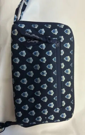 Vera Bradley Navy and White Patterned Wristlet thumbnail 1