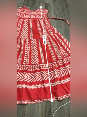 Vero Moda Soft Red & White Cotton Maxi Dress – Boho Geometric Print. thumbnail 10