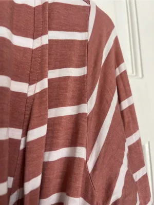 Posh Peanut Rust and White Striped Long Sleeve Wrap Dress thumbnail 2