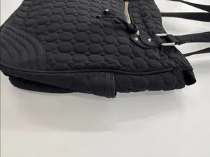 Vera Bradley Black Quilted Shoulder Tote with Front Zip Pocket thumbnail 9