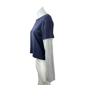 Edikted Women's Navy Blue Long Sleeve Basic Cropped T Shirt Tee Top Size XL thumbnail 4