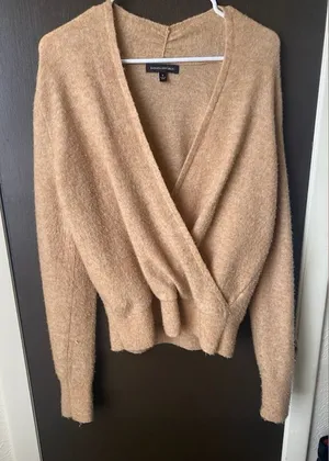 Banana Republic Cozy V-Neck Sweater in Camel thumbnail 1