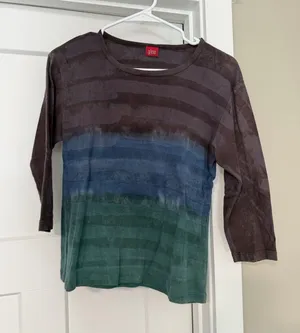 Ombre Crewneck Long Sleeve Tee Brown Size L thumbnail 1