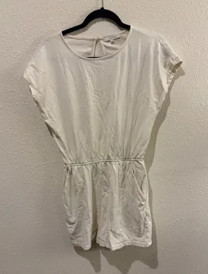 Z Supply Cream Short Sleeve Romper with Elastic Waist thumbnail 1