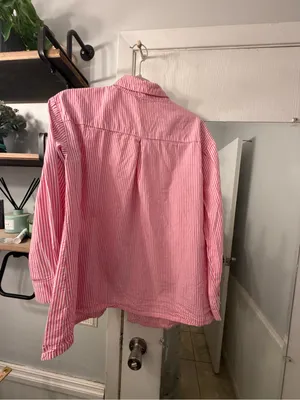 Princess Polly Pink & White Striped Button-Down Shirt thumbnail 4