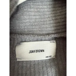 Joah Brown Cropped Cardigan Women One Size Grey Ribbed Draped Open Front thumbnail 7