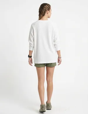 Charcoal Waffle-Knit Thermal Long Sleeve T-Shirt Crew Neck 80% Cotton Blend thumbnail 3