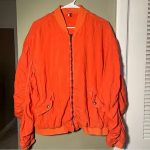 Free People Women's Size Medium On Point‎ Bomber Jacket Tomato Bisque Orange thumbnail 2