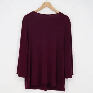 Apt. 9 Blouse Womens 1X V-Neck Burgundy Rhinestone Medallion Stretch Excellent thumbnail 5