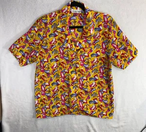 Vintage Stuart Lang 6 Yellow Abstract Print Blouse Top Camp Maximalist Artsy 80s thumbnail 1