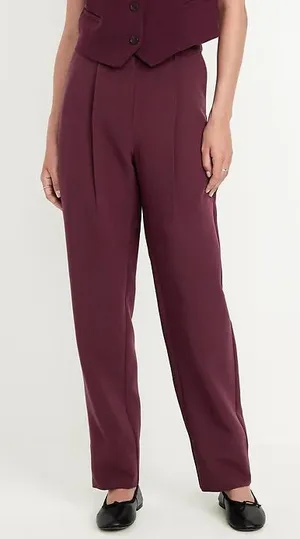 Old Navy Trousers Burgundy Taylor Straight NWT Size Large thumbnail 1