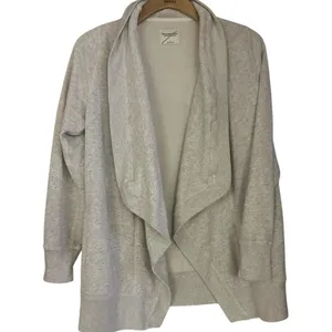 Abercrombie & Fitch Gray Cardigan Sweater with Waterfall Collar size L thumbnail 1