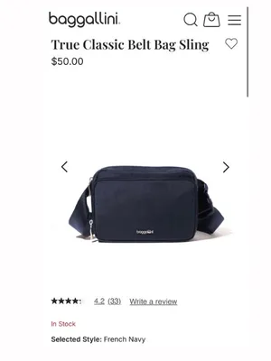 Baggallini True Classic Belt Bag Sling French Blue Fanny Pack Bag Navy Nylon thumbnail 10