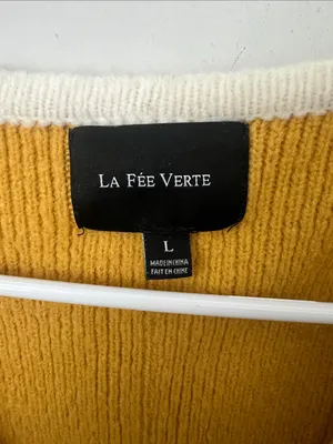 Anthropologie La Fee Verte Mustard Yellow Open Front Cardigan Coat sz L ✔️ thumbnail 5