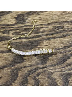NEW Interlocking Slider Adjustable Tennis Bracelet Gold / Clear thumbnail 2