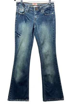 Vintage Y2K No Boundaries Flare Jeans Low Rise Wide Leg Denim‎ Blue Juniors 5 thumbnail 1
