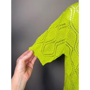 Vintage POL Neon Lime Open Knit Sweater Top Y2K‎ Indie Festival Grunge Fairy thumbnail 3