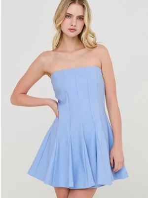 HYFVE Baby Blue Godet Strapless Skort Dress with Built-In Shorts – Small thumbnail 6