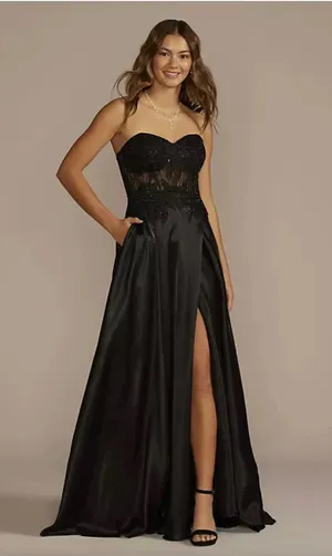 David’s Bridal Strapless Black Prom Dress thumbnail 1