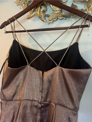 Blondie Nites Metallic Champagne Evening Gown thumbnail 3