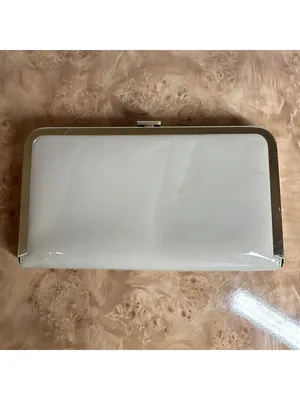 Banana Republic Beige Nude Patent Leather Frame Clutch Evening Bag Gold Tone thumbnail 2
