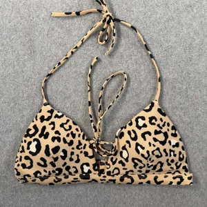 Hollister Women's Small Bikini Top Leopard Print Triangle Adjustable Tie Swim thumbnail 1