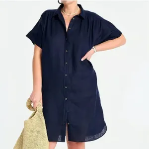 NWT J.Crew Relaxed-fit Short-sleeve Navy Baird McNutt Irish Linen Shirtdress S thumbnail 4