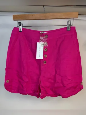 NWT Moon River Bright Fuchsia Button-Front Women’s Shorts Sz medium thumbnail 2