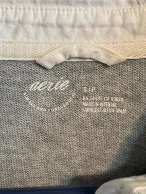 Aerie Gray Cropped Rugby Polo Sweatshirt White Collar Women’s S thumbnail 2