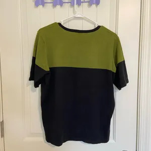 EUC Dress Barn women’s‎ dual colored olive green black crewneck sweater large thumbnail 5