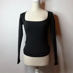 NWT Skims Cotton Jersey Scoop Neck Long Sleeve Top thumbnail 3