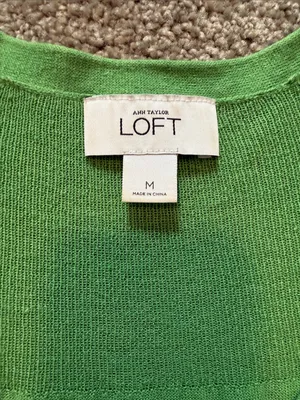 Loft| Green Scoop Neck Lightweight Long Sleeve Sweater with ribbed accents thumbnail 12