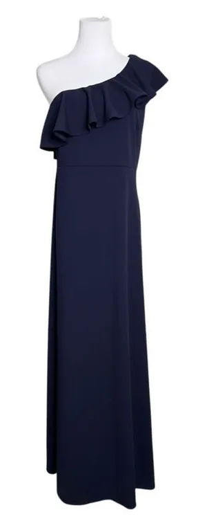Lulu's Forever Ruffle One Shoulder‎ Trumpet Dress Navy XL Sexy Cruise Date Night thumbnail 1