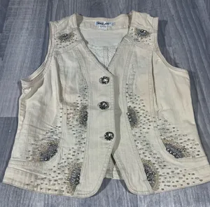 West 36th Embellished Cream Vest; Large Women’s thumbnail 1