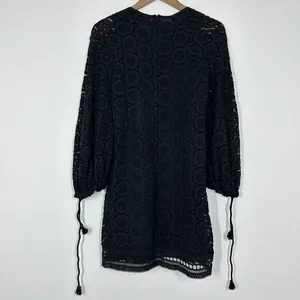 See By Chloe Black Boho Crochet Mini Dress Ballon Sleeve Vacation‎ Party Resort thumbnail 2