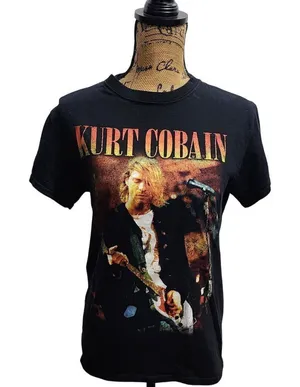Vintage‎ Kurt Cobain Grunge Rock Band Graphic T-Shirt Concert Print Size S thumbnail 1