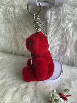 Rare Coach Red Shearline Bear Keychain with Silver Metal Hardware thumbnail 3