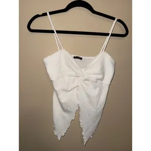 PaperMoon White Textured Coquette Twist Front Handkerchief Hem Camisole Top S Y2K Fairycor thumbnail 2