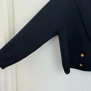 Talbots Vintage Double Breasted Gold Buttons Black Cropped Blazer Jacket Size L thumbnail 4