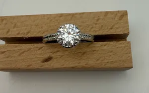 Round Clear Solitaire Ring Silver Tone Size 8.5-9 thumbnail 1