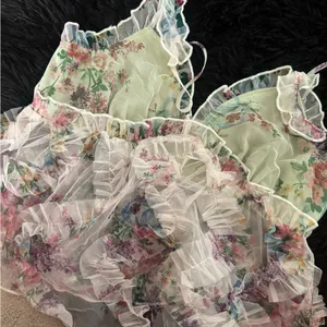 LoveShackFancy Like Floral Ruffle Tank Top thumbnail 3