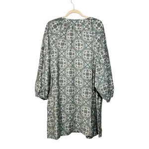 LOFT‎ Outlet Women's XL Green Floral Print 3/4 Sleeve V-Neck Dress thumbnail 10