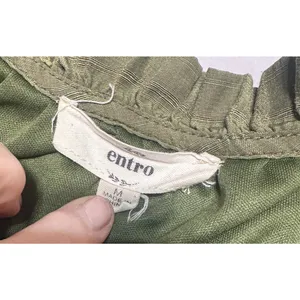 Entro Ruffle‎ Tiered Dress Sz M Cottagecore olive green gauzy FLAW thumbnail 7