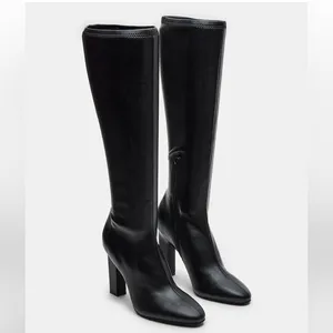 Steve Madden Black Ally Zip Up Knee High Block Heel Square Toe Boots 6.5 thumbnail 3