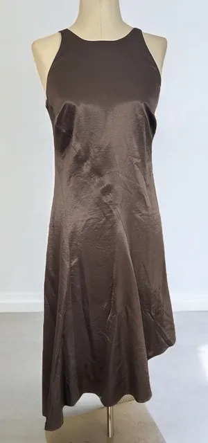 Banana Republic Flowy Midi Slip Dress Gray Satin Fairycore Feminine Women's 6 thumbnail 1