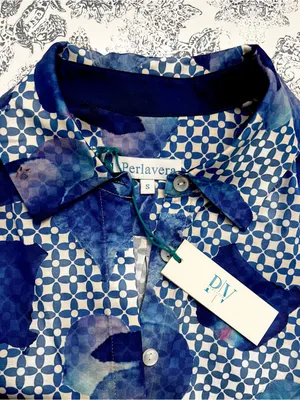 NWT Revolve x Perlavera Neil Button Down Shirt Dress in Watercolor Blue Floral thumbnail 2