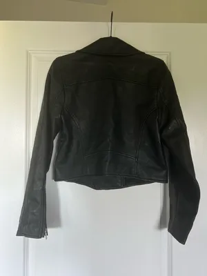 Abercrombie & Fitch Black Vegan Leather Moto Jacket with Silver Hardware Accents thumbnail 7