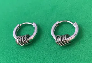 925 Silver Plated Small Hoop Earrings for Men Women,Silver Hoop Earrings,Punk Hip Hop Earrings thumbnail 2